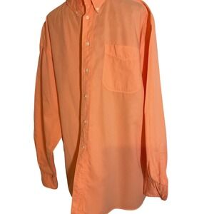 Evergreen Original ChinoShirt Button Down Long Sleeve Peach Orange Cotton Size L